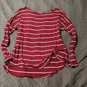 Chicsoul Striped Maroon and White Women's Top 3X